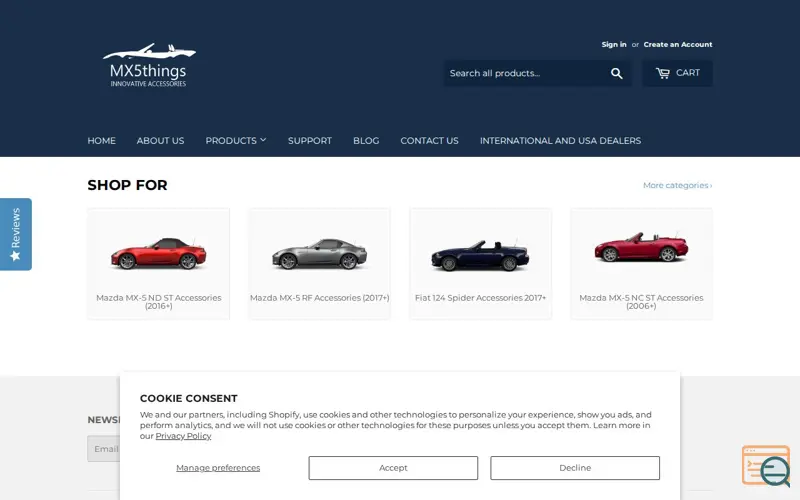 Screenshot of MX5things