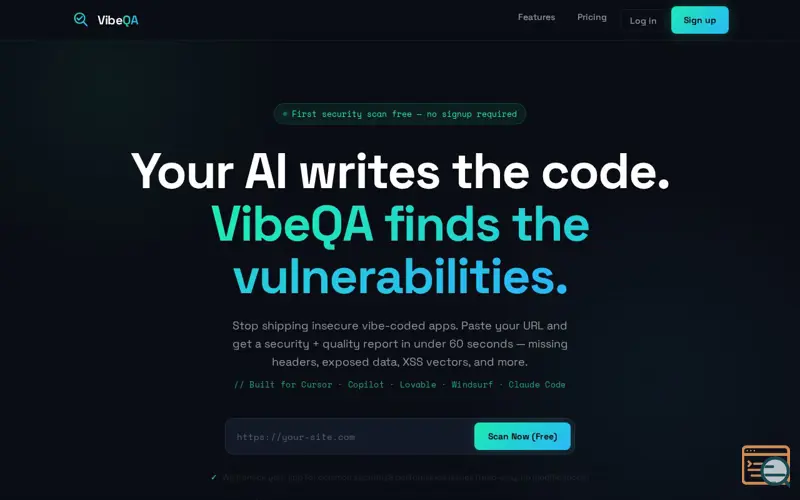 Screenshot of VibeQA