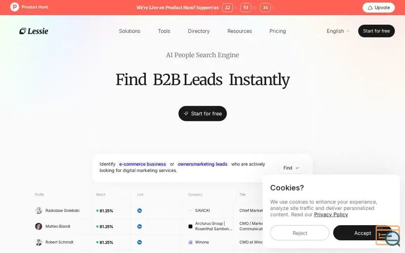 Screenshot of Lessie AI