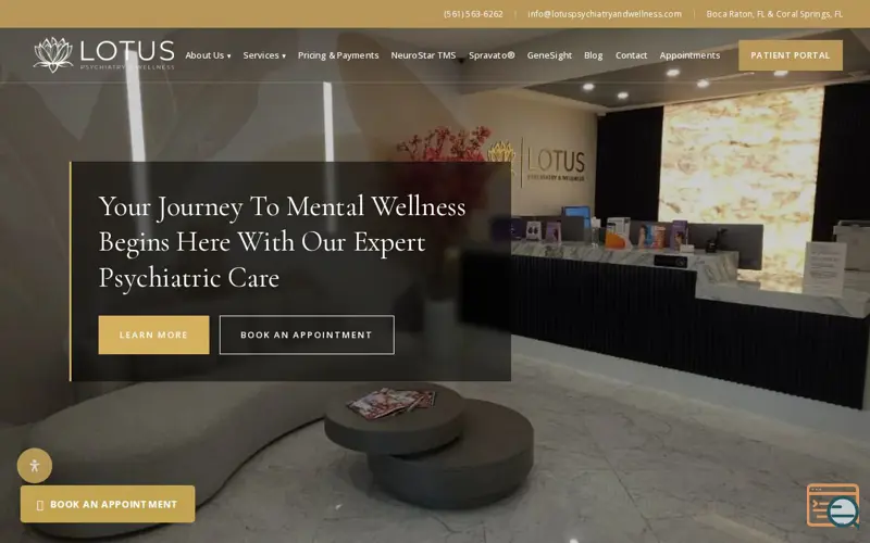 Screenshot of Lotus Psychiatry and Wellness