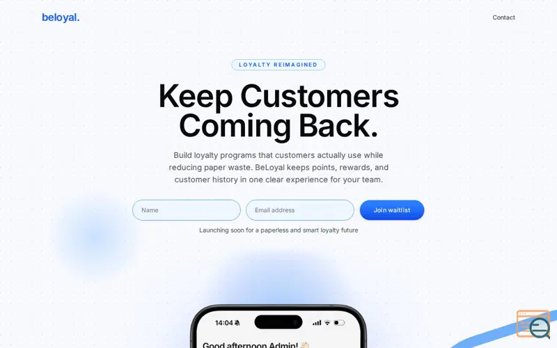 Screenshot of BeLoyal