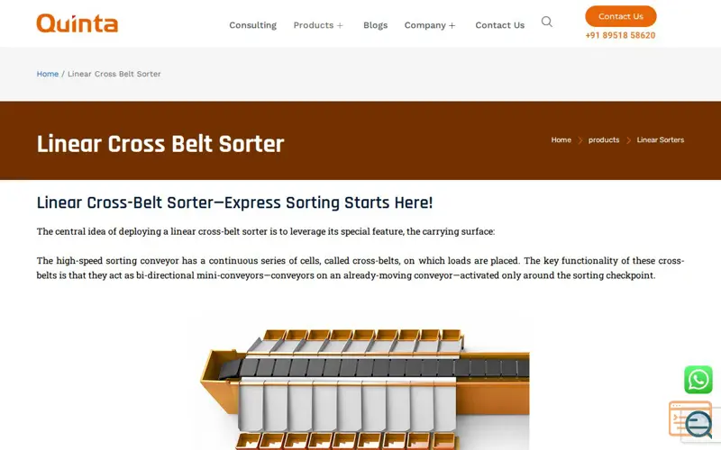 Screenshot of Linear Cross Belt Sorter