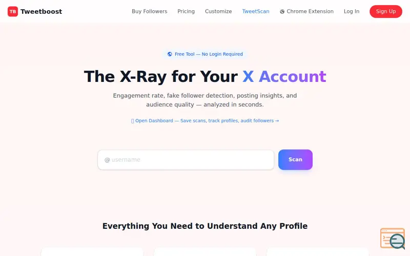 Screenshot of TweetBoost - Audit & Scan
