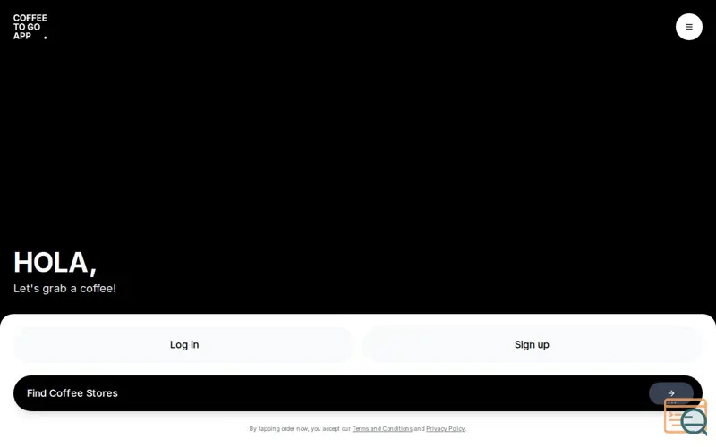 Screenshot of Coffee To Go App