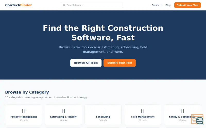 Screenshot of ConTechFinder