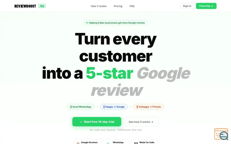 Screenshot of ReviewBoostPRO