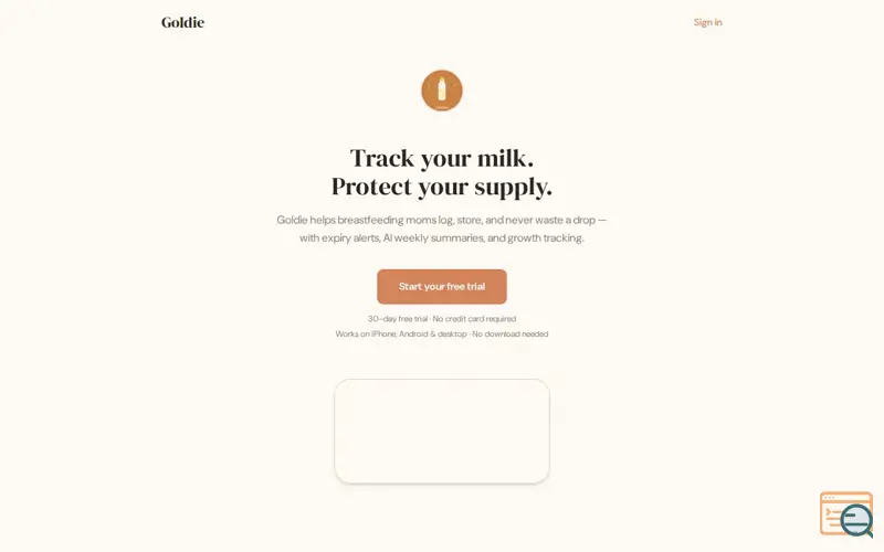 Screenshot of Goldie — Breast Milk Tracker   