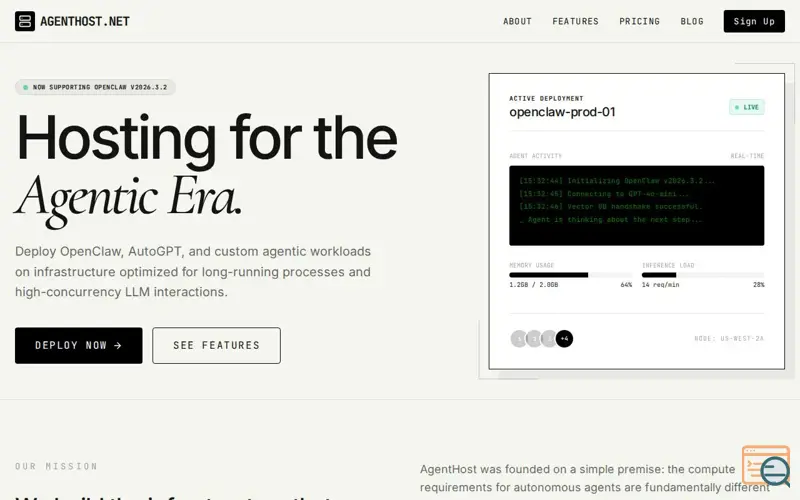 Screenshot of AgentHost.net