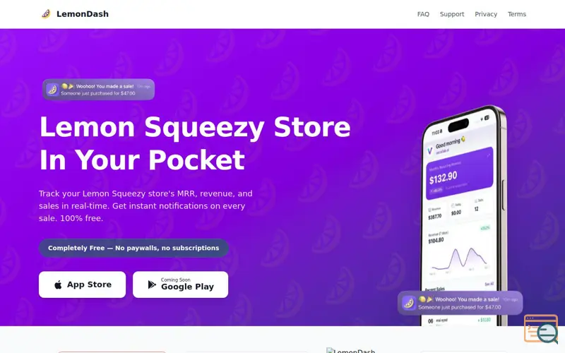 Screenshot of LemonDash