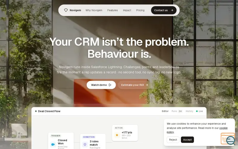 Screenshot of Novigem Sales Gamification Platform
