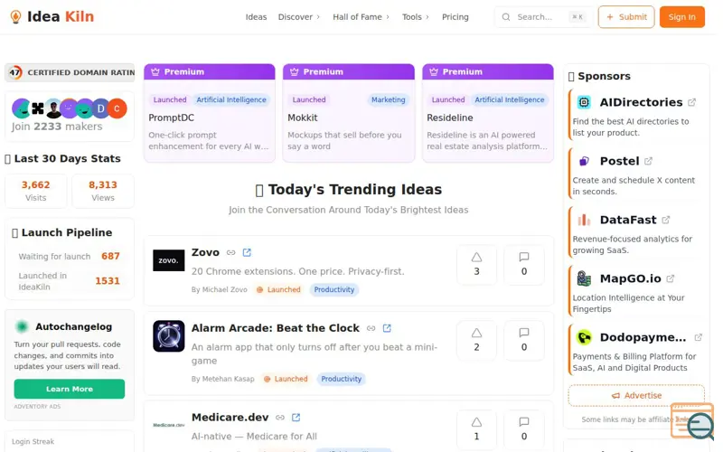 Screenshot of Idea Kiln