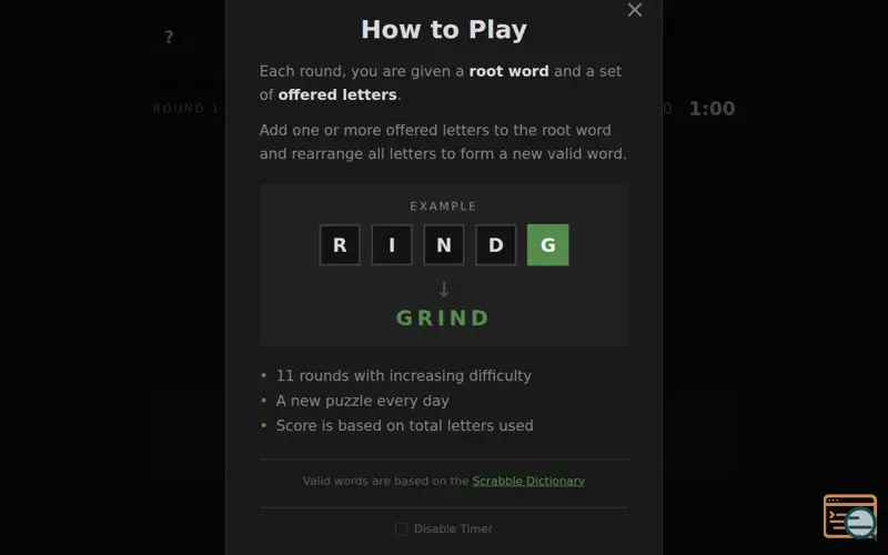 Screenshot of Reword, a Daily Anagram Game