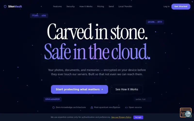 Screenshot of StenVault — Encrypted Cloud Storage
