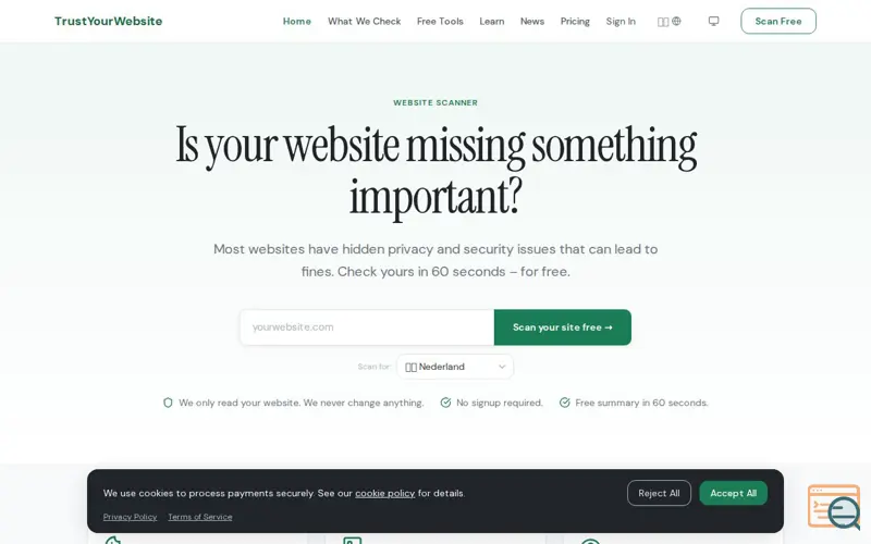 Screenshot of TrustYourWebsite