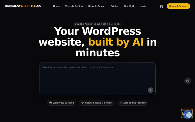 Screenshot of uW Wordpress AI Website Builder