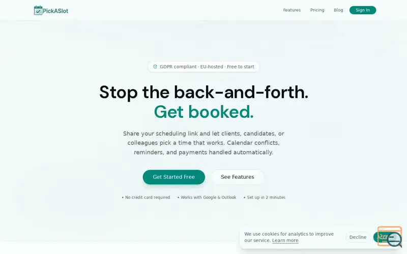 Screenshot of PickASlot