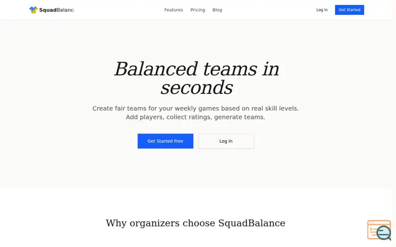 Screenshot of SquadBalance