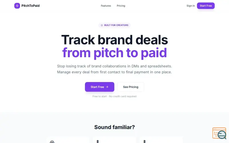 Screenshot of PitchToPaid