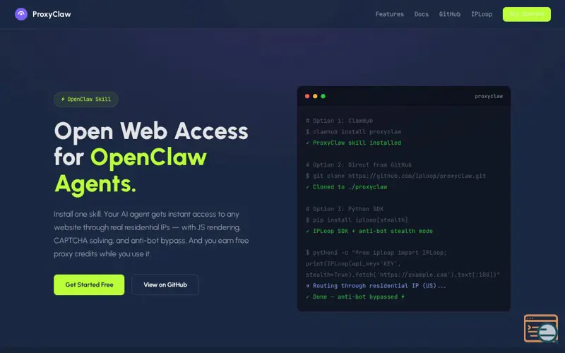 Screenshot of ProxyClaw