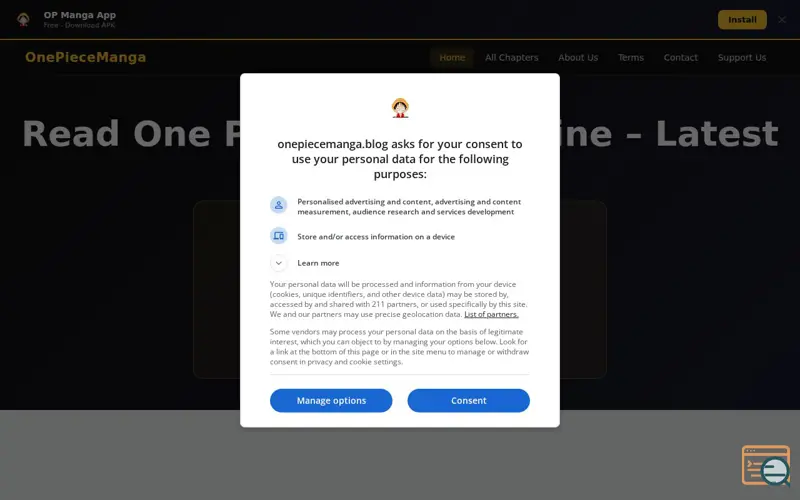 Screenshot of One Piece Manga Online