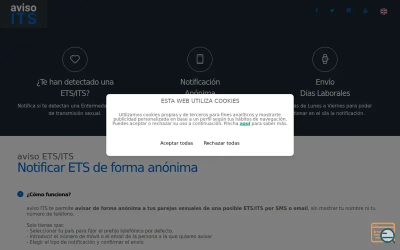 Screenshot of App aviso ITS