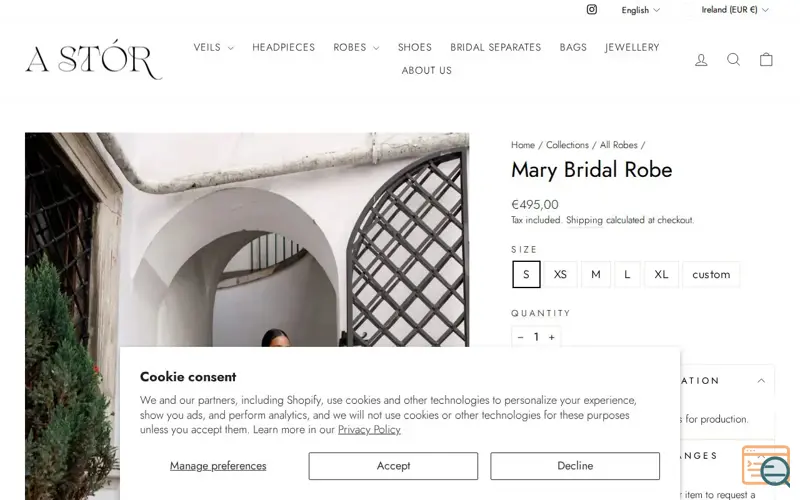 Screenshot of Mary Bridal Robe