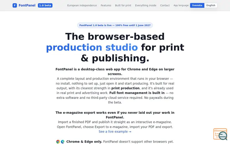 Screenshot of FontPanel