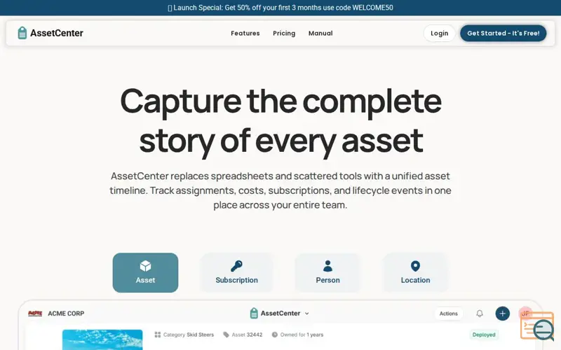 Screenshot of AssetCenter