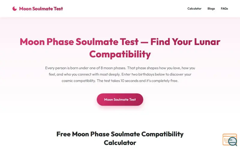 Screenshot of Moon Phase Soulmate Test