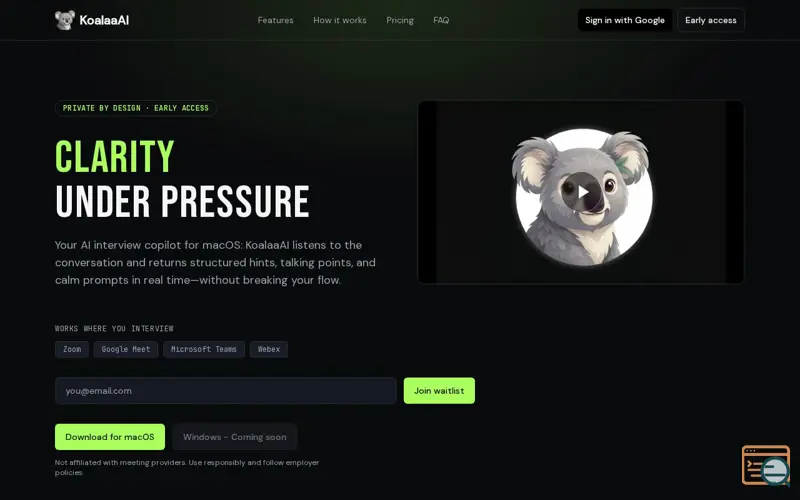 Screenshot of Koalaa AI 