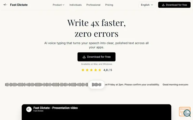 Screenshot of Fast Dictate