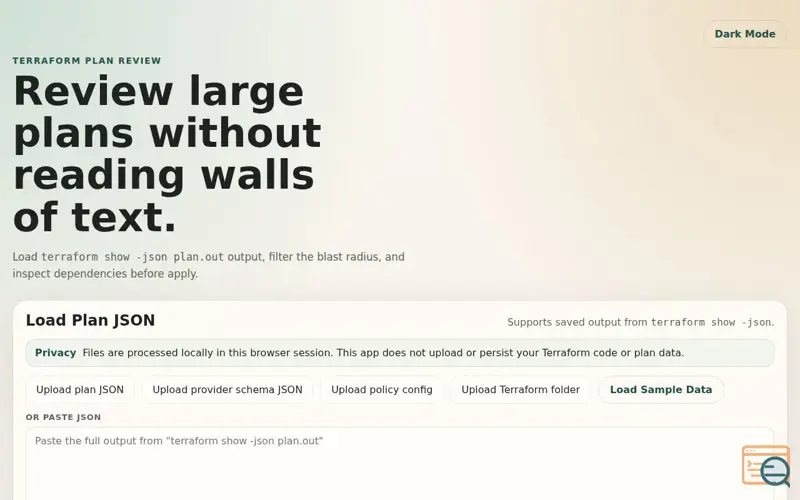 Screenshot of View Terraform plans without reading walls of JSON