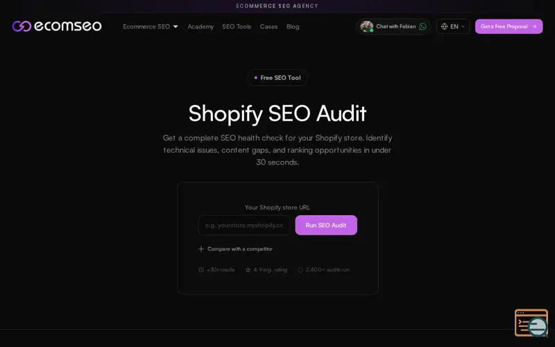 Screenshot of Shopify SEO Audit