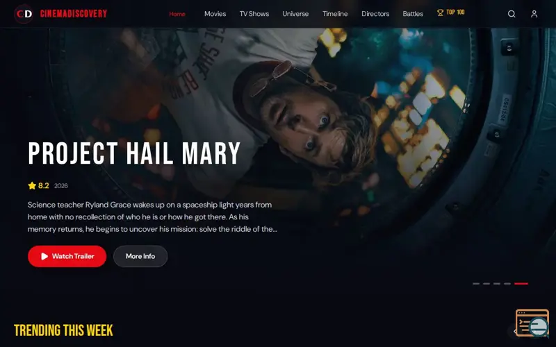Screenshot of CinemaDiscovery
