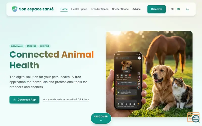 Screenshot of Pet Health Space / Son Espace Santé