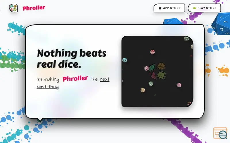 Screenshot of Phroller! Delightful Dice Roller
