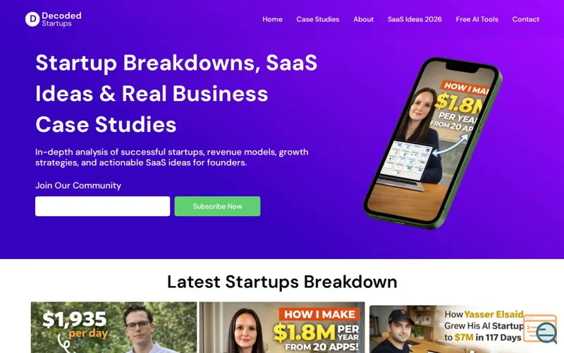 Screenshot of Decoded Startups