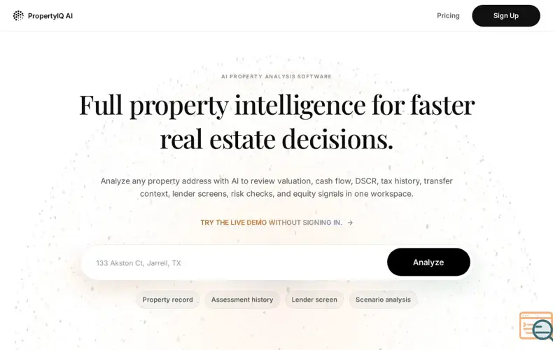 Screenshot of PropertyIQ AI