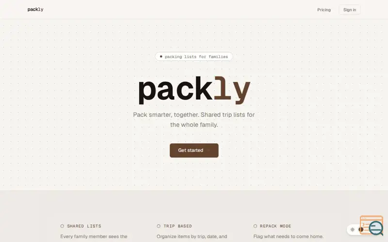 Screenshot of Packly