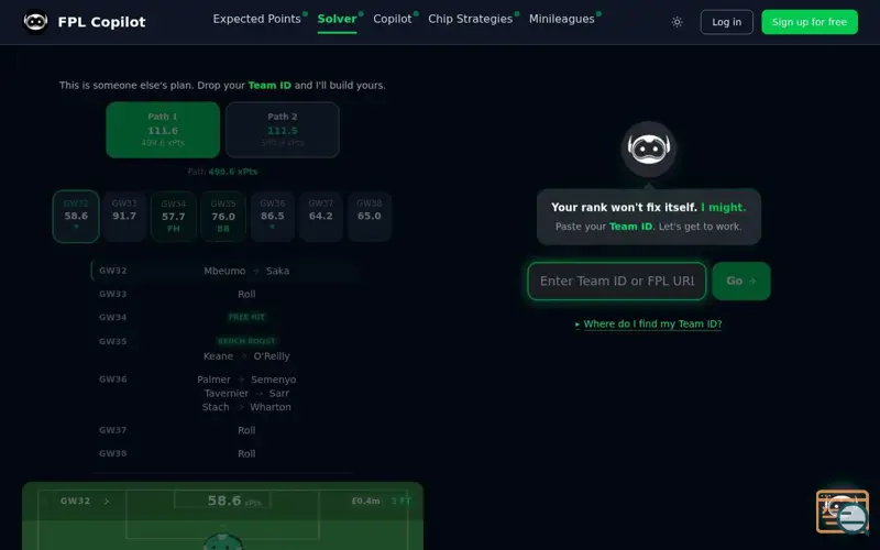 Screenshot of FPL Copilot