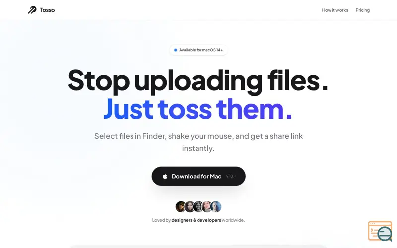 Screenshot of Tosso - Stop uploading files the old way