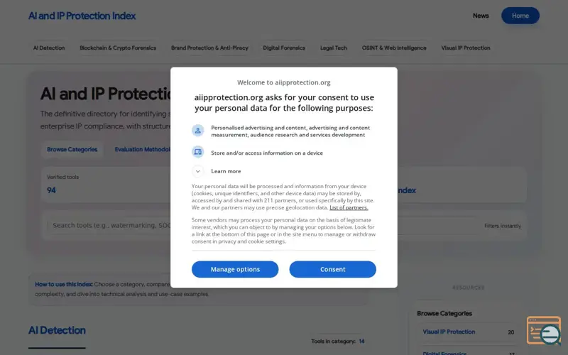Screenshot of AI and IP Protection Index