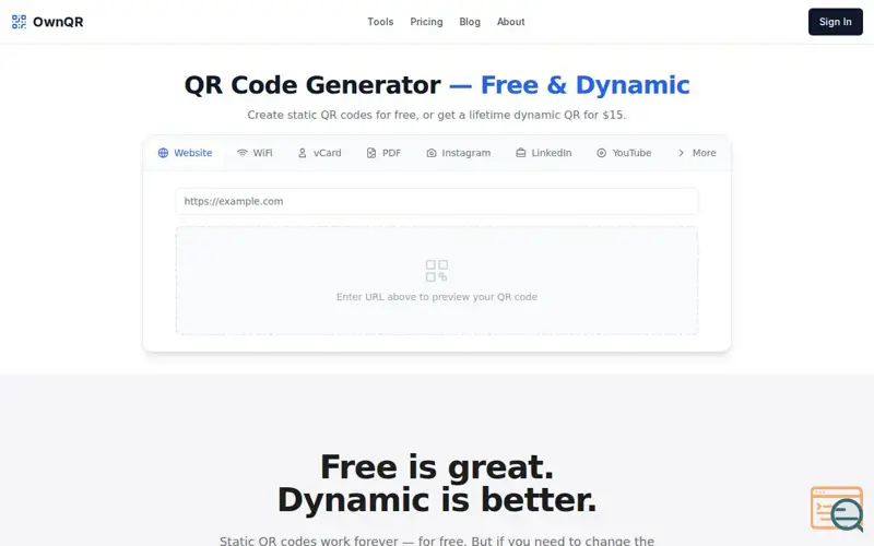 Screenshot of OwnQR - Free QR Code Generator