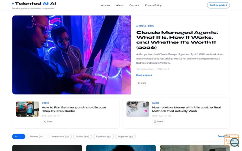 Screenshot of TalentedAtAI