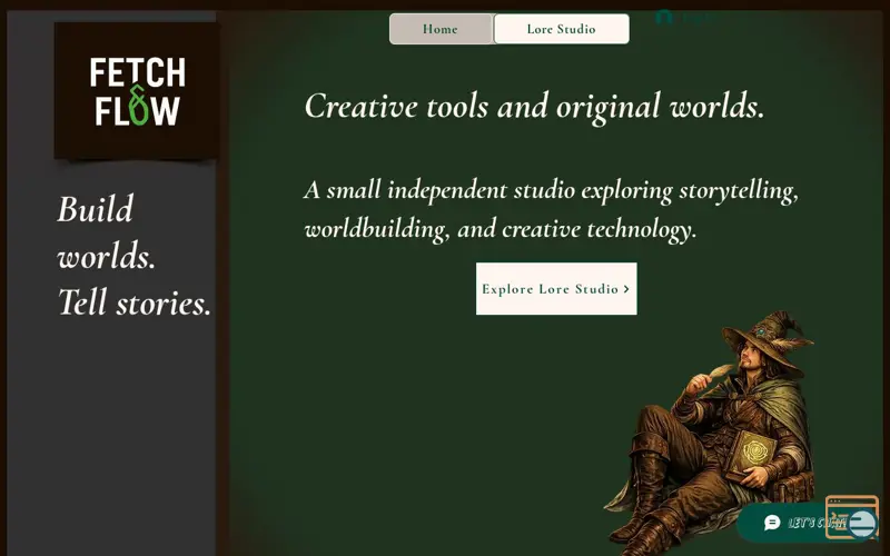 Screenshot of Fetch & Flow Lore Studio