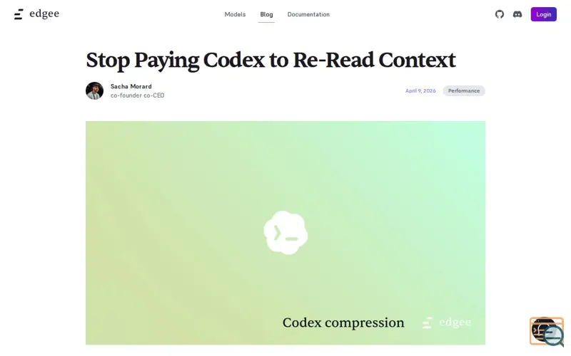 Screenshot of Edgee Codex Compressor
