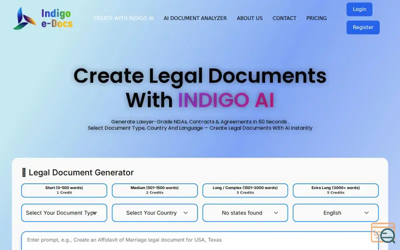 Screenshot of Indigo eDocs