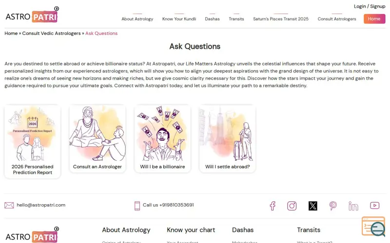 Screenshot of Astropatri - Ask A Question