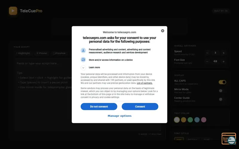 Screenshot of TeleCuePro — Professional Teleprompter
