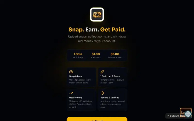 Screenshot of SnapReward